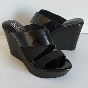 Charles by Charles David Black Fefe‎ Platform Wedge Sandals Women's Size 7.5